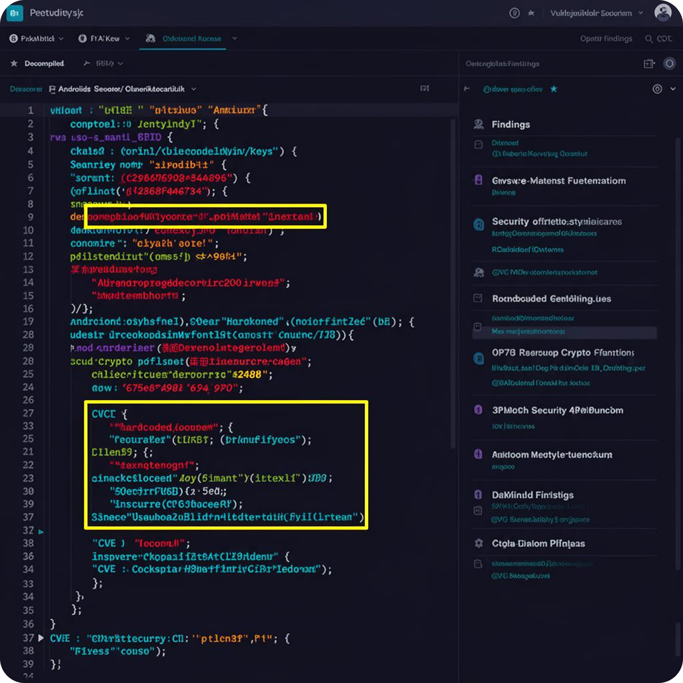 Decompile, inspect the code and map findings to known CVEs.